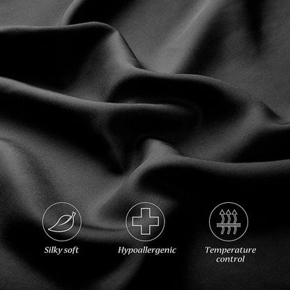 Cooling Side Sleeper Pillow Cases - Curved Rayon Derived from Bamboo Pillowcase Cover - Breathable Cool Silky Soft Pillowcase for Hot Sleepers Hair and Skin, King Size 1 Piece, 20 * 36 Inches Black