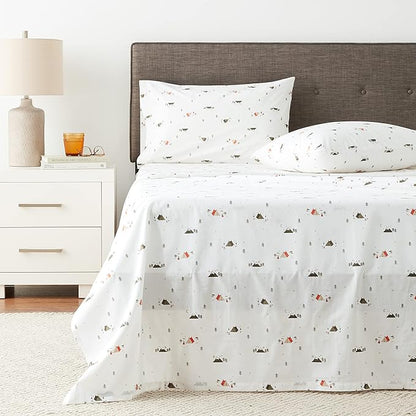 Eddie Bauer - Full Sheets, Cotton Percale Bedding Set, Crisp & Cool Home Decor, Dorm Room Essentials (Cascade Camping, Full)