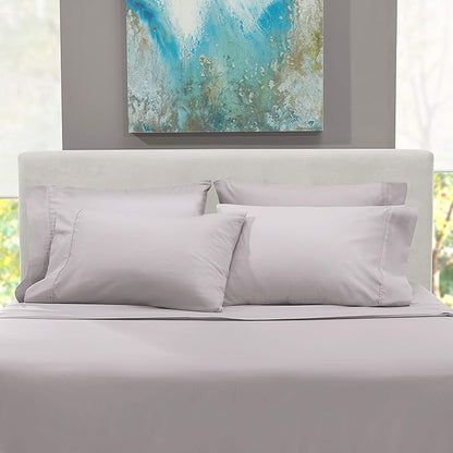 Hearth & Harbor Extra Deep Pocket King Size Sets - Fits Mattress 18-24 Inches Deep - Extra Deep Pocket Sheets - 6 Piece King Size - Light Lavender