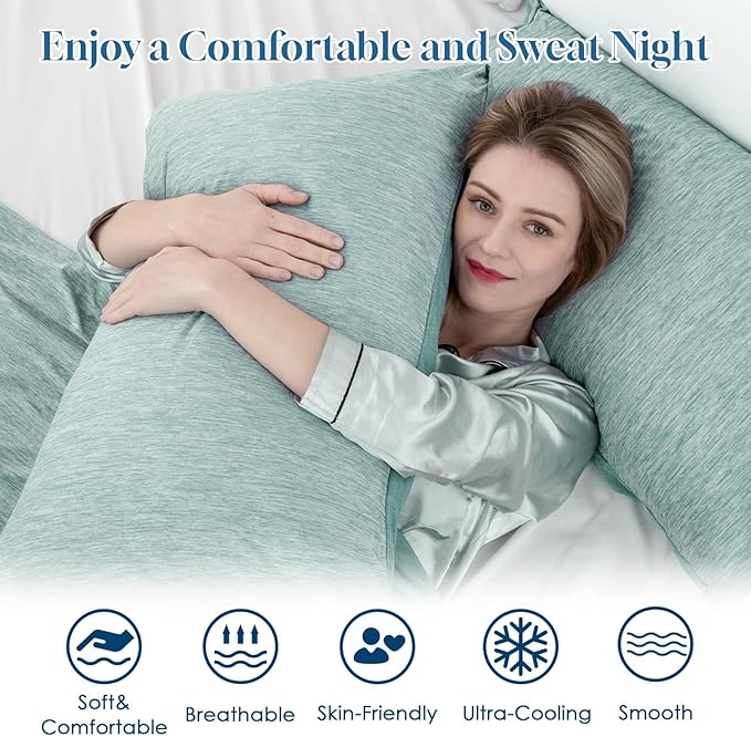 CHOSHOME Cooling Pillow Cases Zipper Pillow Covers Q-Max > 0.45 Zippered Pillowcases for Hot Sleepers, Soft, Breathable, Skin-Friendly, 4 Pack (Queen, 20"x30", Green)