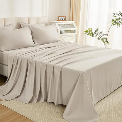 Litanika Comforter Full Size Set Tannish Grey - 7 Pieces Bed in a Bag Full Bedding Comforter Sets, Plain Lightweight Bed Set with Comforter, Sheets, Pillowcases & Shams