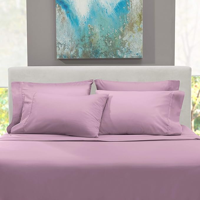 Hearth & Harbor Extra Deep Pocket Sheets - Fits Mattress 18-24 Inches Deep - Extra Deep Pocket Split King Size Sets - 7 Piece Split King Size - Lavender