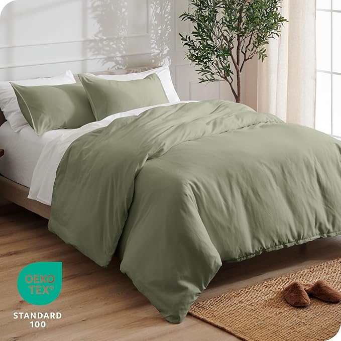 Bare Home Bedding Duvet Cover Full Size - Premium 1800 Super Soft Collection - Lightweight, Cooling - Soft Breathable Bedding Duvet Cover (Full, Sage)