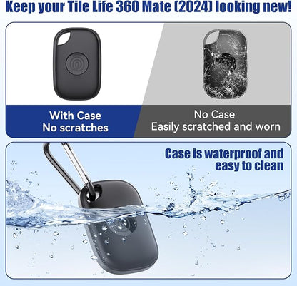 DDJ Case for Tile Life360 Pro (2024) Bluetooth Tracker with Keychain 2-Pack, Soft Silicone Cover Holder Key Ring Clip for Tile GPS Item iTag Finders Accessories, for Pet, Bags, Kids, Keys, Luggage