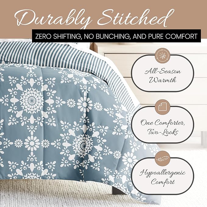 Linen Market Reversible Twin Size Comforter Set (2 Piece) - Bring Luxury Home with Our Soft and Lightweight Down Alternative Comforter Twin Set - This Includes Your Twin Comforter and 1 Pillow Sham