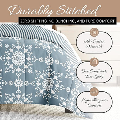 Linen Market Reversible Twin Size Comforter Set (2 Piece) - Bring Luxury Home with Our Soft and Lightweight Down Alternative Comforter Twin Set - This Includes Your Twin Comforter and 1 Pillow Sham