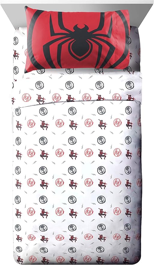 Jay Franco Marvel Miles Morales New Kid 7 Piece Full Bed Set - Includes Comforter & Sheet Set Bedding - Super Soft Fade Resistant Microfiber (Official Marvel Product)