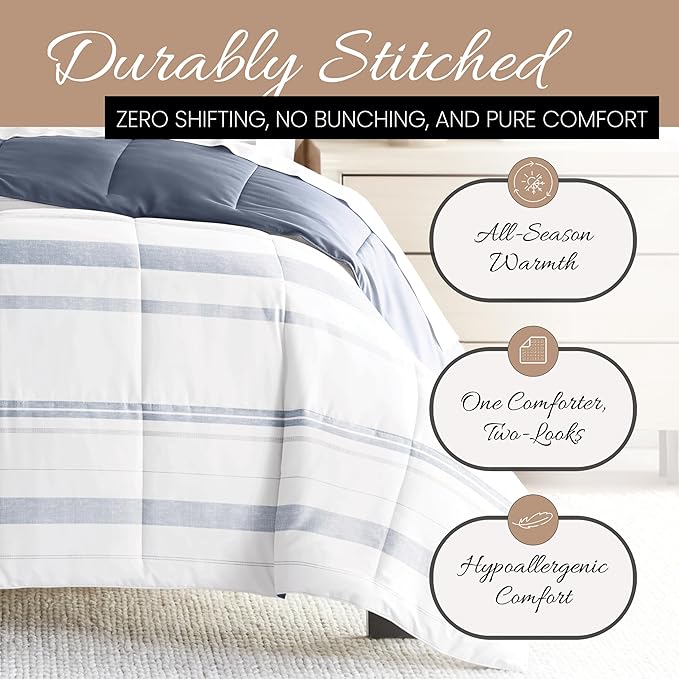 Linen Market Reversible Twin Size Comforter Set (3 Piece) - Bring Luxury Home with Our Soft and Lightweight Down Alternative Comforter Twin Set - This Includes Your Twin Comforter and 2 Pillow Shams
