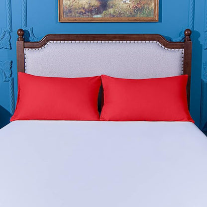 NTBAY Queen Pillowcase Set - 4 Pack Brushed Microfiber 20x30 Pillowcases - Soft, Wrinkle-Free, Fade-Resistant, Stain-Resistant, Red Pillowcases with Envelope Closure - 20x30 Inches, Red