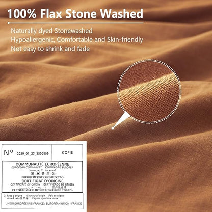 Simple&Opulence 100% Linen Pillow Case King Size Set of 2, Rust Pillow Covers with Overlap Closure, Luxury Breathable Pillowcases Protectors Suitable for All-Season (20" X 36", Rust)