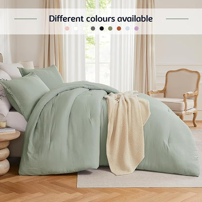 Oversized King Comforter Set SageGreen,3PCS Soft Lightweight Breathable Bedding Comforter for All Season, Oversized King Size(120''×98'' Comforter & 2 Pillowcases)