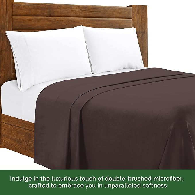 Luxury Flat Sheet on Amazon Elegant Comfort Wrinkle-Free 1500 Premier Hotel Quality 1-Piece Flat Sheet, Full Size, Chocolate Brown