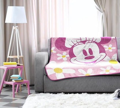 Jay Franco Kids Plush Throw Blanket – Soft & Cozy Fleece Throw for Bedroom & Couch Décor, Official Licensed Product, Pink - Minnie Mouse, 46x60 - Throw Blanket