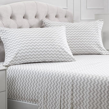 Mellanni California King Sheets Set - 4 PC Iconic Collection Bedding - Hotel Luxury, Extra Soft, Cooling Bed Sheets - Wrinkle, Fade, Stain Resistant (Cal King, Chevron Gray)