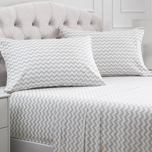 Mellanni California King Sheets Set - 4 PC Iconic Collection Bedding - Hotel Luxury, Extra Soft, Cooling Bed Sheets - Wrinkle, Fade, Stain Resistant (Cal King, Chevron Gray)
