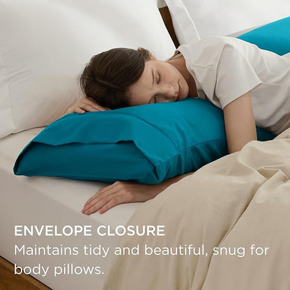 Bedsure Body Pillow Case Cover - Teal Brushed Microfiber Long Pillow Cases, Ultra Soft and Cozy Body Pillowcase with Envelope Closure for Kids, Wrinkle, Fade Resistant, 1 Pack, 20x54 Inches