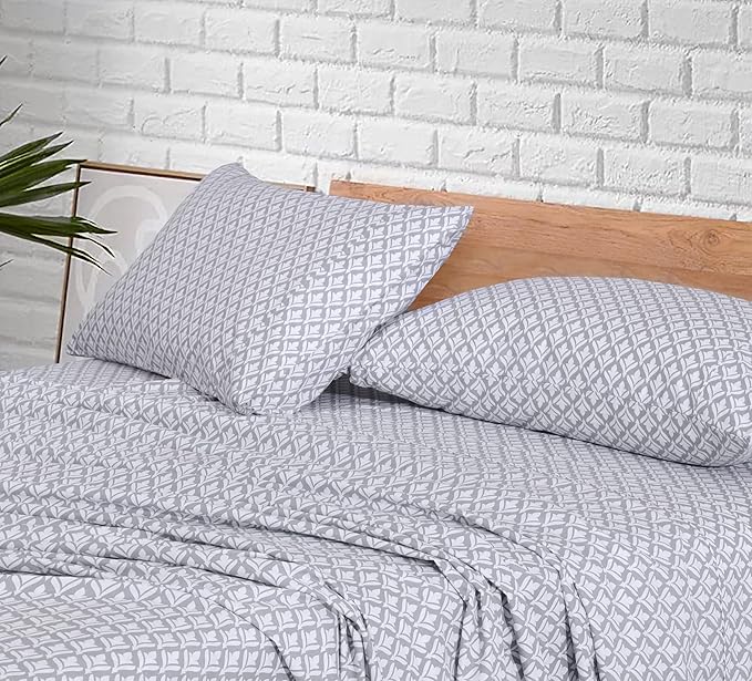 RUVANTI 100% Cotton Sheets – Full Size Percale Bedding, Cooling & Breathable Floral Design, Durable with a Crisp, Soft & Comfortable Feel, 16" Deep Pocket, 4-Piece Set, Idiomatic Expression