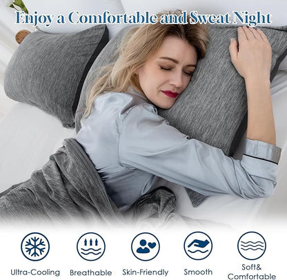 CHOSHOME Cooling Pillow Cases Zipper Pillow Covers Q-Max > 0.45 Zippered Pillowcases for Hot Sleepers, Soft, Breathable, Skin-Friendly, 4 Pack (Queen, 20"x30", Black)