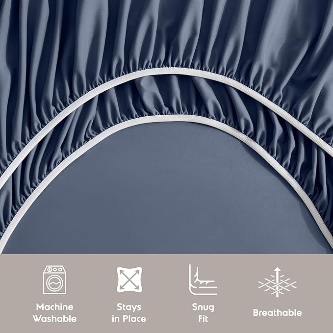 Nestl California King Sheet Set - 1800 Ultra-Soft Microfiber Cal King Bed Sheets - Double Brushed - Deep Pockets - Easy Fit - 4 Piece Set - Bed Sheets (California King, Navy Blue)