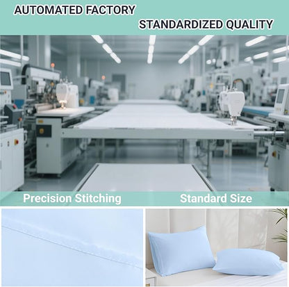 ZPECC Pillow Cases Queen Size Set of 4, 20x30 Envelope Closure Pillowcases, Soft Plain Brushed Microfiber Covers Hypoallergenic Breathable, Light Blue