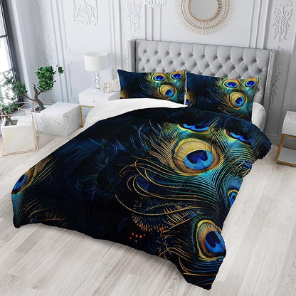 peacock feather bedding sets King,boho King comforter set for girls,bohemian bedding King comforter set,gothic bedding decor comforter western boho hippie,King animal print black comforter set