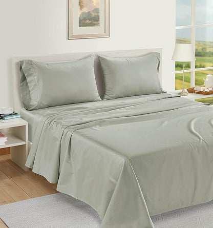 LANE LINEN Pillow Case Covers King Set of 2 100% Egyptian Cotton Sateen Soft Cool & Smooth 1000 Thread Count Cases - Mineral