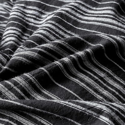 Striped Full Duvet Cover Black Washed Cotton Comforter Cover Full Size Grey Vertical Stripe Farmhouse Zipper Duvet Cover Set with Ties Soft Boho Bedding Set Minimalist Duvet Protector