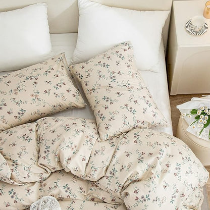 Floral Comforter Set King 3 Pieces Soft Chic Garden Style Floral Print Lightweight Vintage Botanical Flowers Comforter Set for All Seasons 1 Comforter and 2 Pillowcases