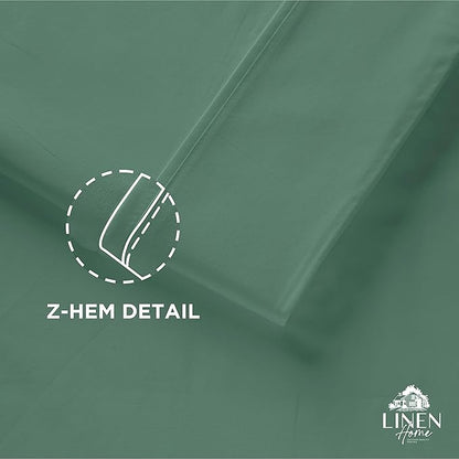 Linen Home 100% Cotton Percale Pillowcases Queen Size, Frosty Green, 2 Pieces of Pillow Case, Crisp and Cool Strong Bed Linen, 20 inches X 30 inches