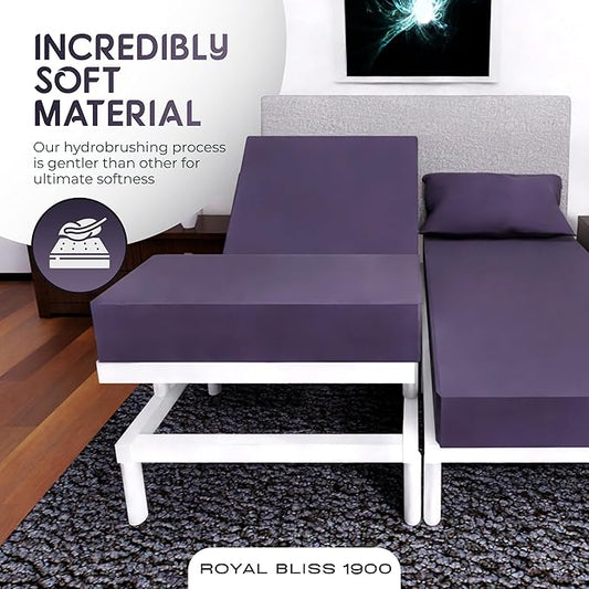 Split Queen Sheets - 5 Pcs Set for Adjustable Bed - Soft, Wrinkle-Resistant (Plum)