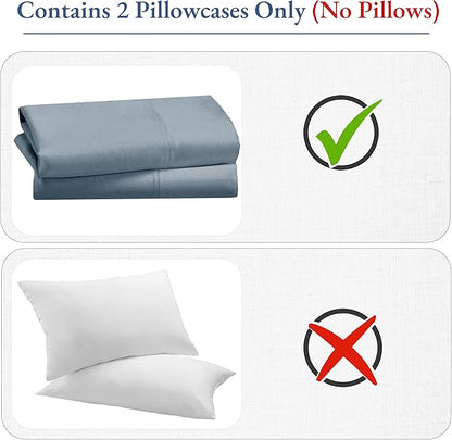Heirloom Soft, Smooth & Thick Certified 800 Thread Count 100% Cotton Sateen, 2 Pillow Cases King Size, Fits King Pillows (Blue)