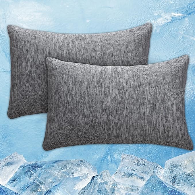 CHOSHOME Cooling Pillow Cases Zipper Pillow Covers Q-Max > 0.45 Zippered Pillowcases for Hot Sleepers, Soft, Breathable, Skin-Friendly, 2 Pack (King, 20"x36", Dark Grey)