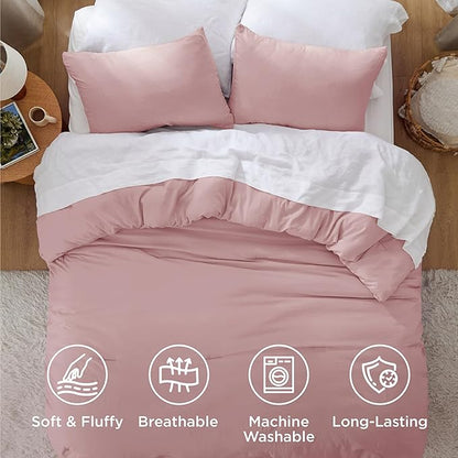 Bedsure King Comforter Set, Pink Soft Prewashed Bedding for All Seasons, 3 Pieces GentleSoft™ Bed Set, 1 Lightweight Comforter (104"x90") and 2 Pillowcases (20"x36")