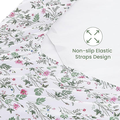 Softan Vintage Floral Full Bed Sheets, Cozy Microfiber Flower Printed Sheets with 15" Deep Pocket Fitted Sheet & Non-Slip Straps, Patterned Botanical Wildflower Sheets & Pillowcase Set