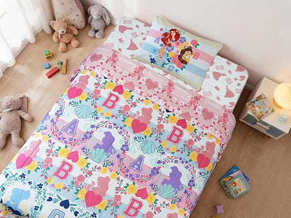 Northwest Disney Princess Twin Comforter Set, Reversible Design Ultra Soft Fade Resistant Microfiber Kids Bedding Set, Officially Licensed