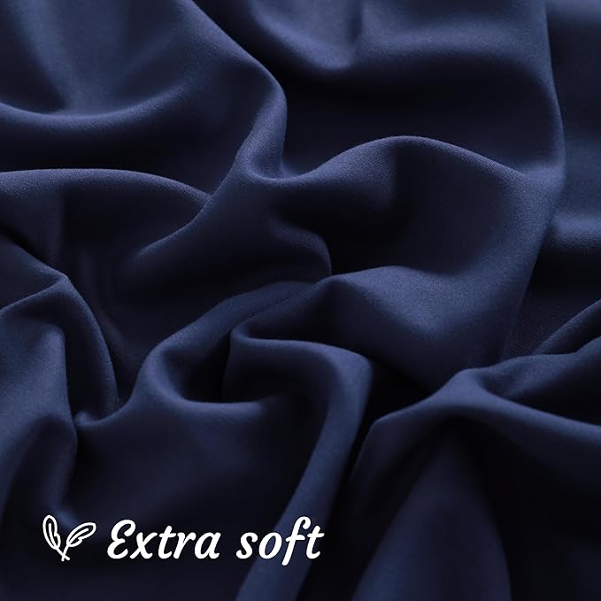 NTBAY King Pillow Cases Set of 2, 2 Pack Brushed Microfiber 20x36 Pillow Cases, Soft, Wrinkle, Fade, Stain Resistant Navy Blue Pillow Cases with Envelope Closure, 20x36 Inches, Navy Blue
