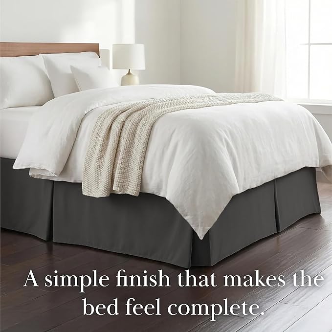 Southshore Fine Living, Inc. Hotel Quality California King Bed Skirt - 14" Drop, Elegant Pleated Design, Premium Dust Ruffle/Cal King Bed Skirt, Easy Care, Luxury Bed Skirt Cal King Size, Slate