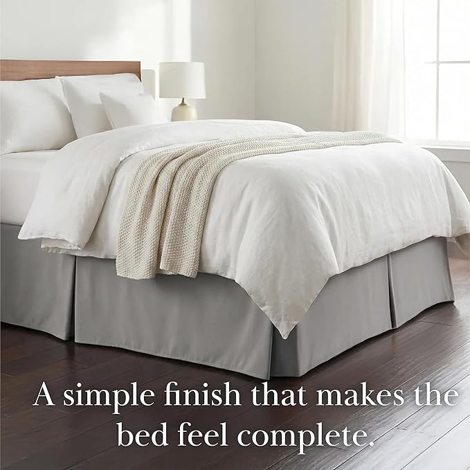 Southshore Fine Living, Inc. Full Bed Skirt - 14 Inch Drop, Luxury Pleated Bedskirts, Full Size Bedding Dust Ruffle, Bed Skirting, Steel Grey