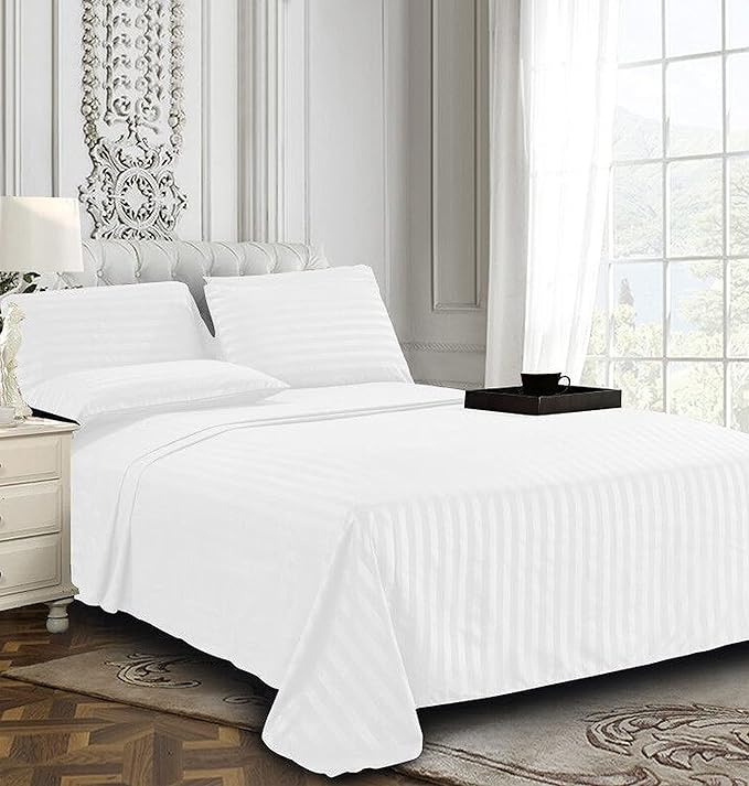 Elegant Comfort Best, Softest, Coziest 6-Piece Sheet Sets! - 1500 Premier Hotel Quality Luxurious Wrinkle Resistant 6-Piece Damask Stripe Bed Sheet Set, King White