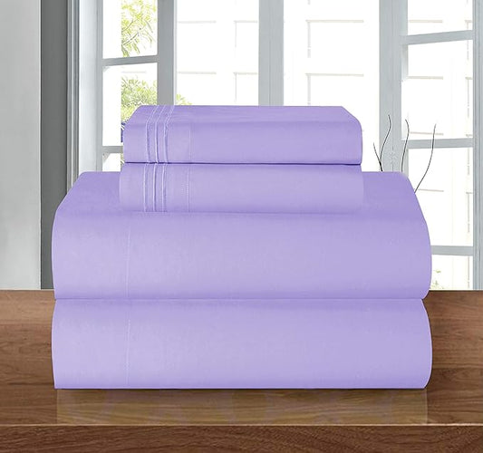 Luxury Soft 1500 Premier Egyptian 4-Piece Premium Hotel Quality Wrinkle and Fade Resistant Coziest Bedding Set, Easy All Around Elastic Fitted Sheet, Deep Pocket up to 16inch, King, Lavender