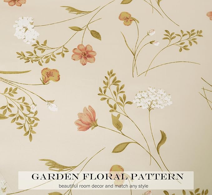 WINLIFE 100% Cotton Pillowcases 2 Pack Garden Shabby Floral Printed Pillow Cases Set of 2 Pillow Cover (Standard 20''x26'', Floral Beige)