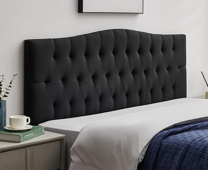 Tufted Upholstered King Size Headboard Only, Adjustable 38-50 in, Black | King Headboard for King Size Bed, Durable Linen Fabric Headboards, Modern Diamon Design Wood Head Board