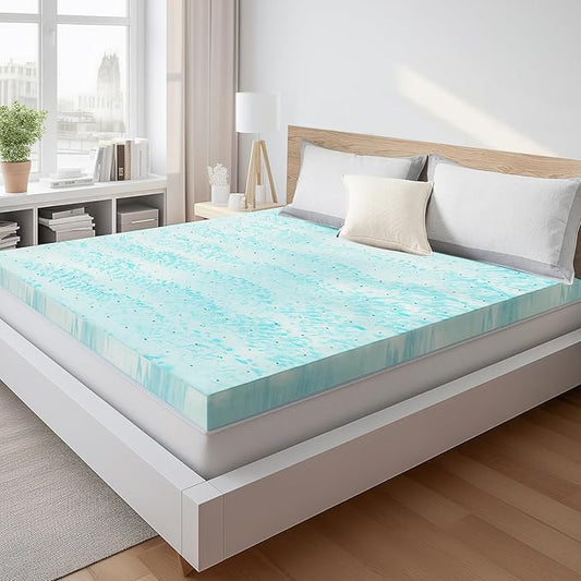 Sweetcrispy Mattress Topper California King, 4 Inch Thick Memory Foam Gel Infused Cooling Toppers Pad for Bed, Sleeper Sofa, RV, Camper, CertiPUR US Certified, Ventilated and Breathable