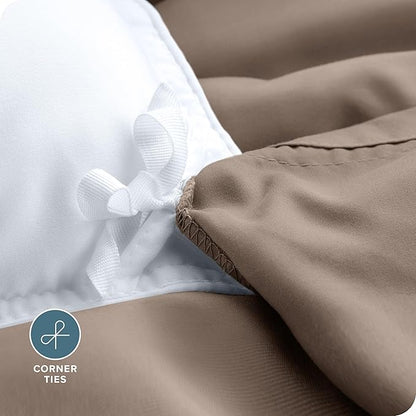Bare Home Bedding Duvet Cover Queen Size - Premium 1800 Super Soft Collection - Lightweight, Cooling Duvet Cover - Soft Breathable Bedding (Queen, Taupe)