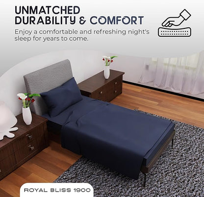 Twin Bed Set - 3Pc Set - Deep Pockets - Cooling Twin Size Sheets - Soft and Smooth Bed Sheet - Perfect Bedding for Any Bedroom (Navy Blue)