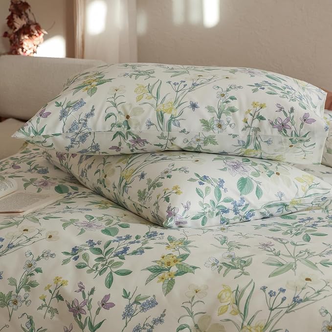 Floral Comforter Twin XL Down Alternative Light Weight Bedding Set Cute Soft Cotton Girls Bedding Comforter Sets Flower Fluffy Boho Cozy Bed Comforter with 2 Pillowcases