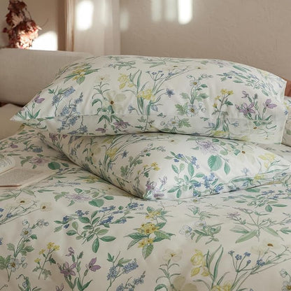 Floral Comforter Twin XL Down Alternative Light Weight Bedding Set Cute Soft Cotton Girls Bedding Comforter Sets Flower Fluffy Boho Cozy Bed Comforter with 2 Pillowcases