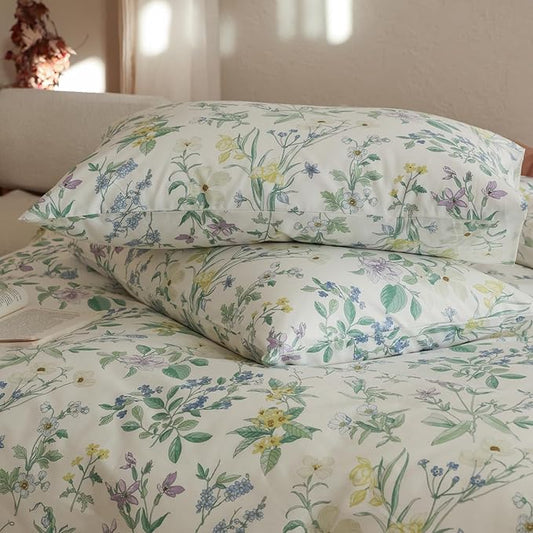 Floral Comforter Twin XL Down Alternative Light Weight Bedding Set Cute Soft Cotton Girls Bedding Comforter Sets Flower Fluffy Boho Cozy Bed Comforter with 2 Pillowcases