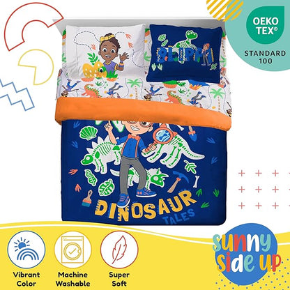Sunny Side Up Kids Comforter Set Includes Sheets and Pillow Covers - Soft and Cozy Bed Set for Stylish Room Decor, Blue - Blippi, 7 Piece Full Bedding