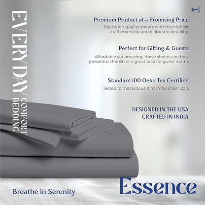 Mayfair Linen 100% Organic Cotton Sheets King Size - 4 PC Organic Cotton King Percale Weave Sheet Set, Soft, Cooling, Crisp & Breathable, 16" Deep Pocket Hotel Quality Bedding Set - Dark Grey